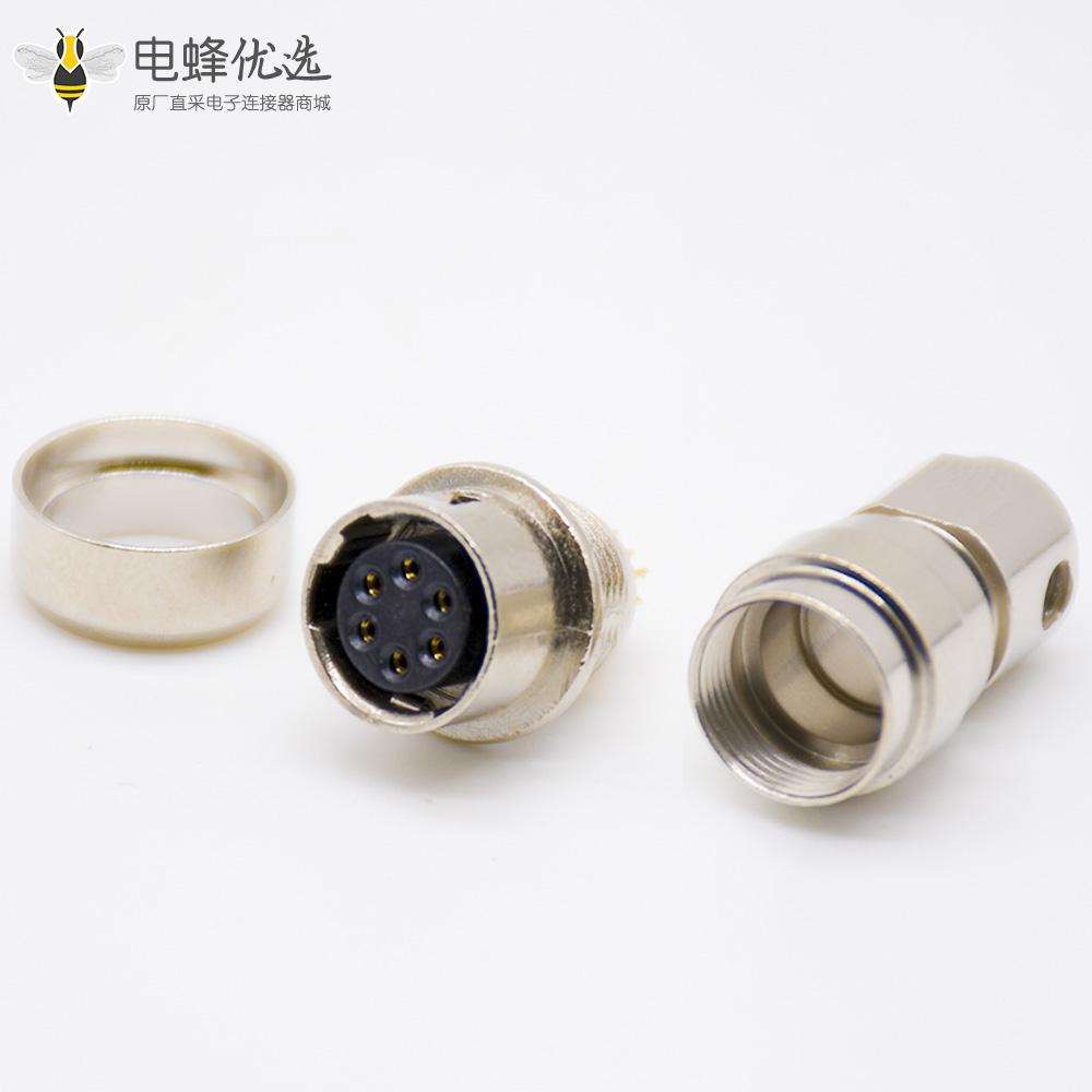 广濑HRS6芯浮动母插座对接式直式焊杯HR10系列微型推拉自锁连接器