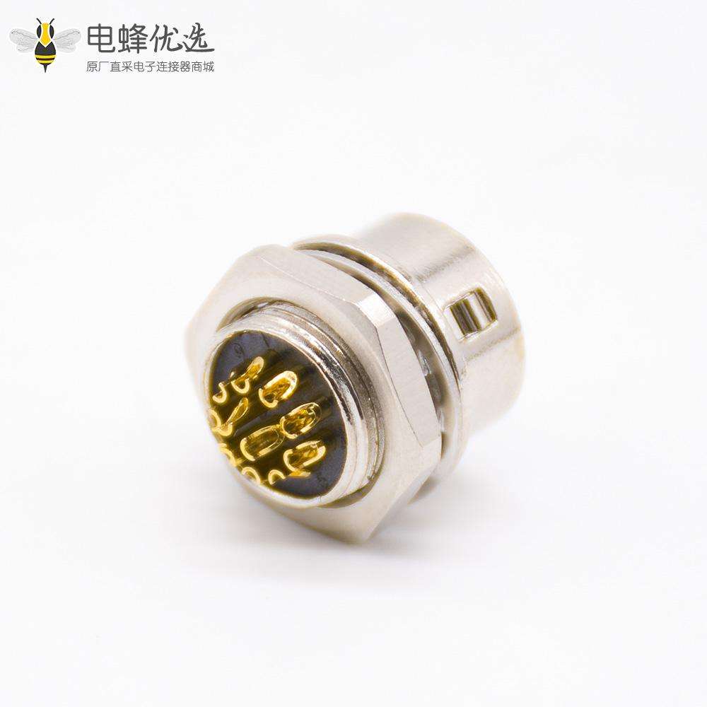 12芯推拉式连接器公插座针型直式焊线后锁板HR10连接器