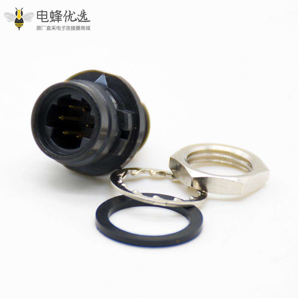 广濑HRS原装接头6芯插座直式焊杯后锁板安装