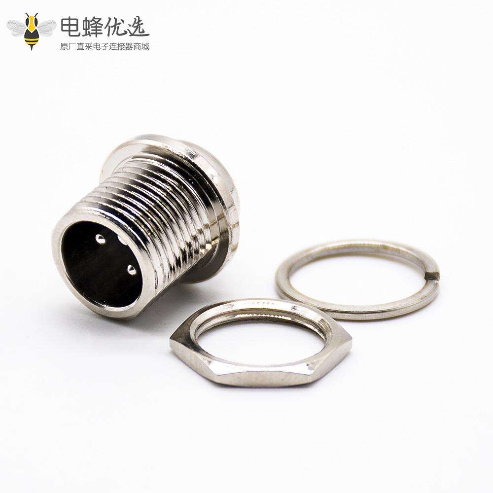 2芯航空头GX12常规款直式公插座焊线前锁板航空连接器