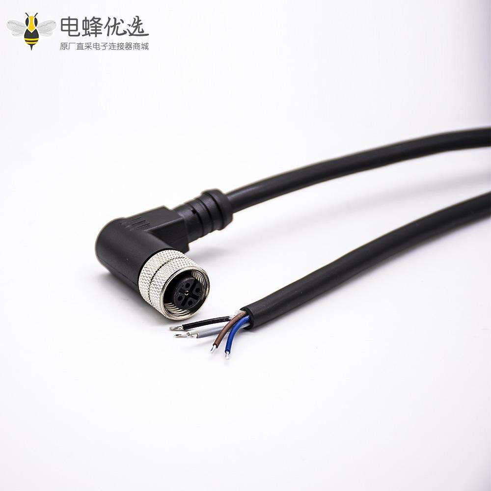 M12电缆A扣弯公头5针带注塑线5米连接器通讯设备插头配件