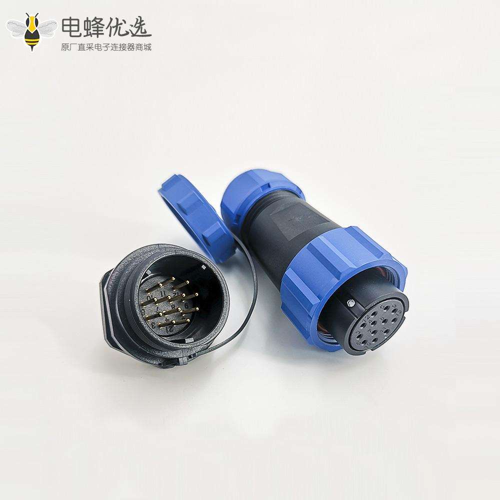 航空插头SP21系列12芯母插头+公后螺母插座一对直式面板安装