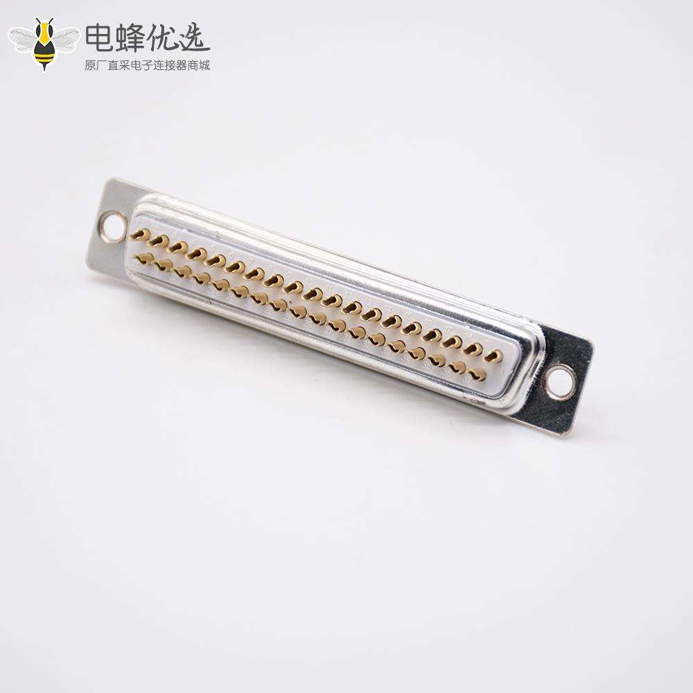 37针D-sub孔型插座直式母头冲针焊杯式白色胶芯