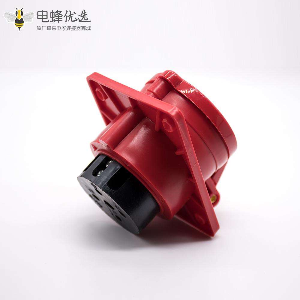 三相四线暗装倾斜插座3P+E 4芯母头32A 380V-415V IP44防水