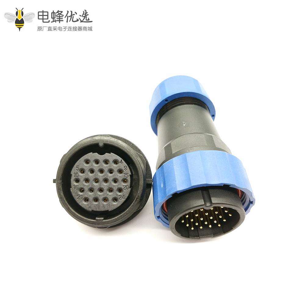 SP29航空连接器24芯直插头+后螺母插座