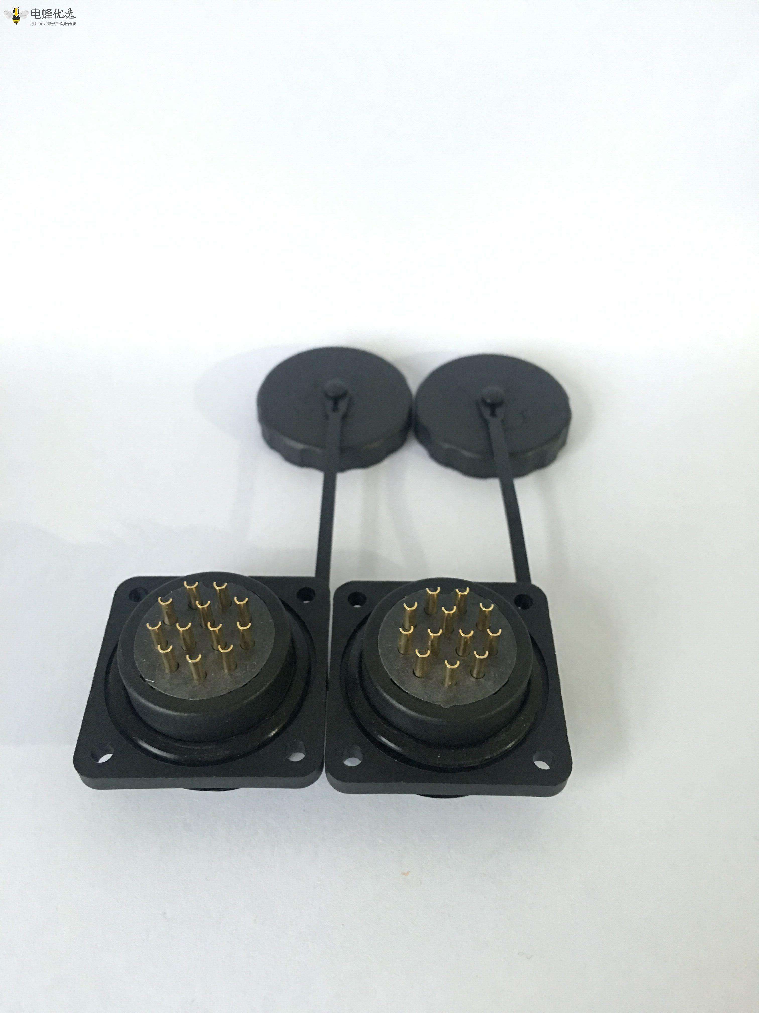 威浦航空插头对接SP29-12芯弯插头+方法兰插座