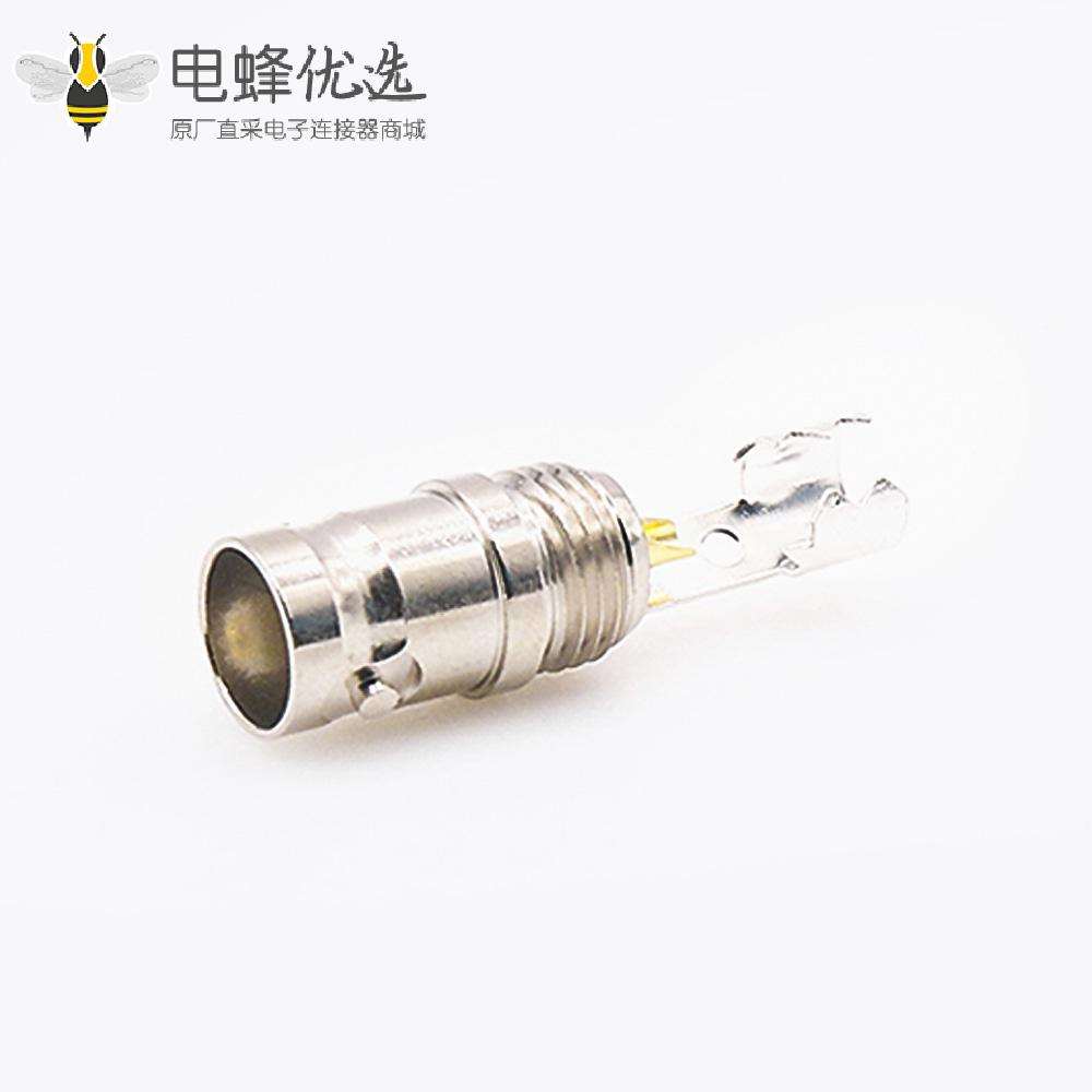 BNC焊接连接器母头直式75&Omega;带弹簧后锁穿墙用于SYV-50-5-1接线
