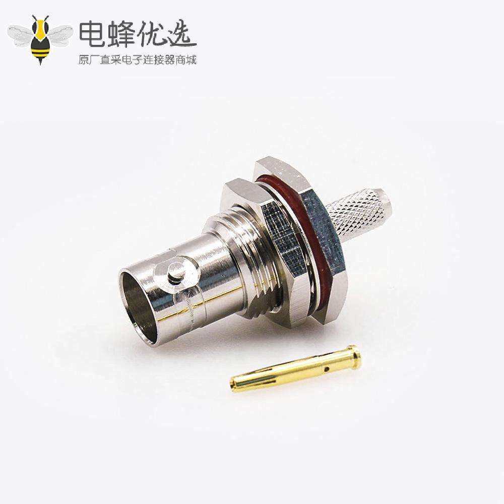 接线BNC连接器RG142/RG58母头直式75&Omega;面板安装前锁穿墙