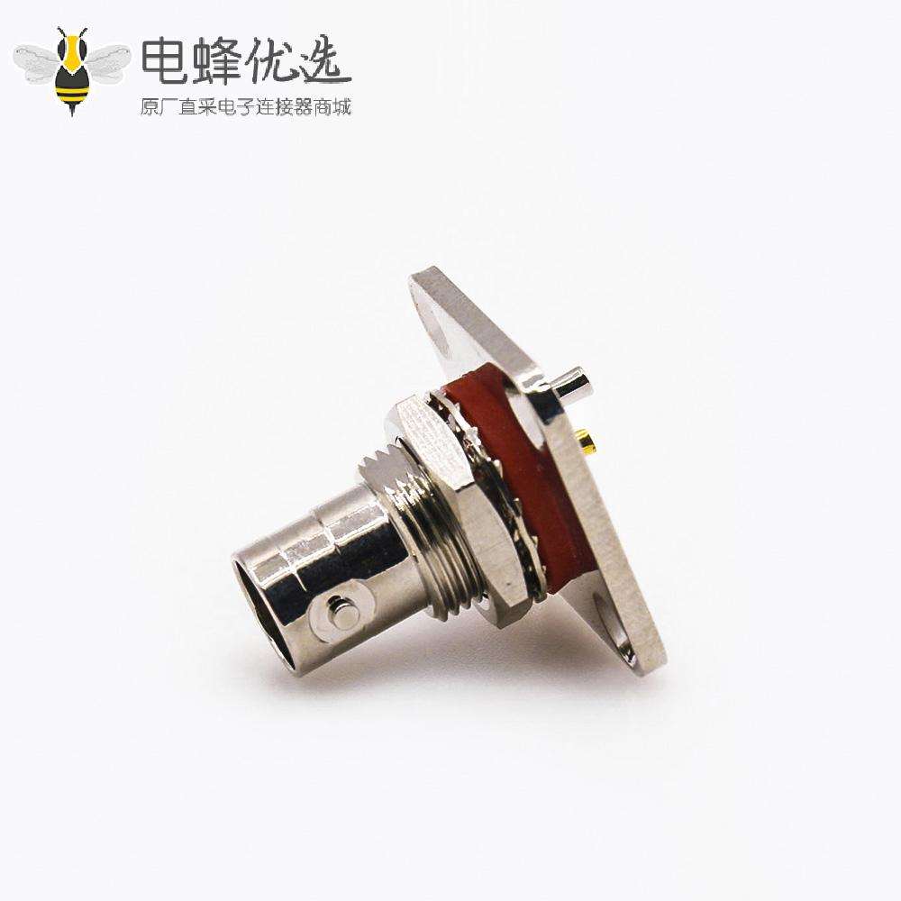 BNC底盘母头连接器防水75&Omega;4孔法兰直型前锁穿墙焊接应接线