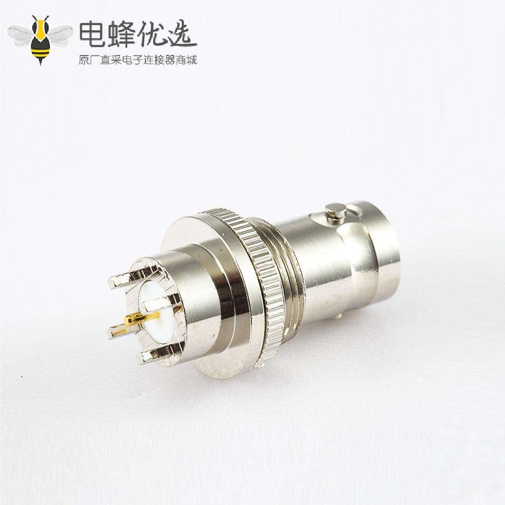 BNC连接器用于PCB安装母头直式前锁穿墙插孔75&Omega;