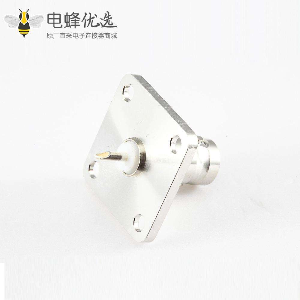 4孔法兰BNC母头直式连接器接线50&Omega;