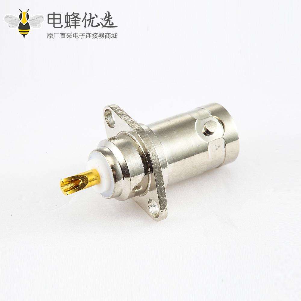 BNC连接器面板安装直插2孔法兰焊接接线50&Omega;