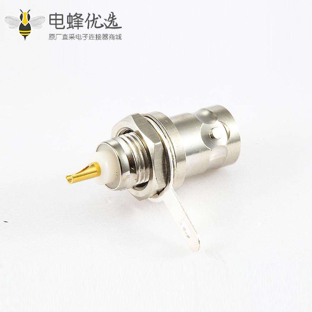 接地BNC50&Omega;母头180度连接器面板安装的后锁穿墙焊接接线