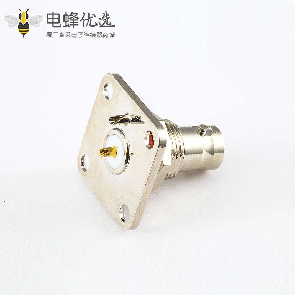 接线BNC连接器焊接用于RG5950&Omega;母头直式面板安装前锁穿墙4孔法兰