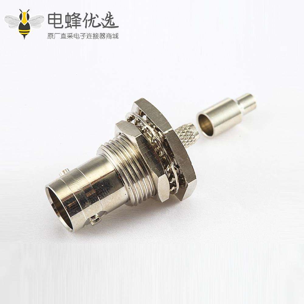 RG179/1.5C-2VBNC连接器压接母180度面板安装前锁穿墙75ohm