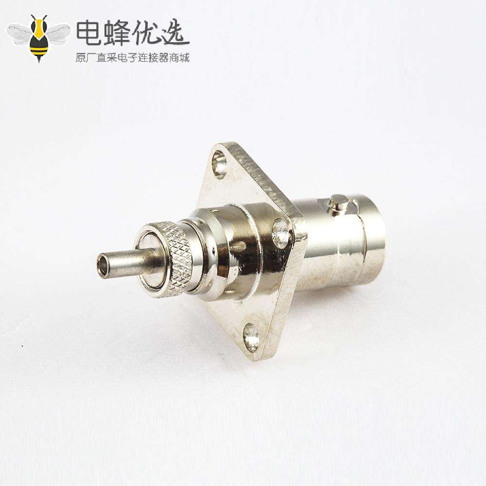 用于RG178母头180度焊接的面板安装4孔法兰BNC连接器