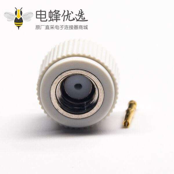 rf连接器直式公头反极50欧姆焊接式白色塑胶外壳