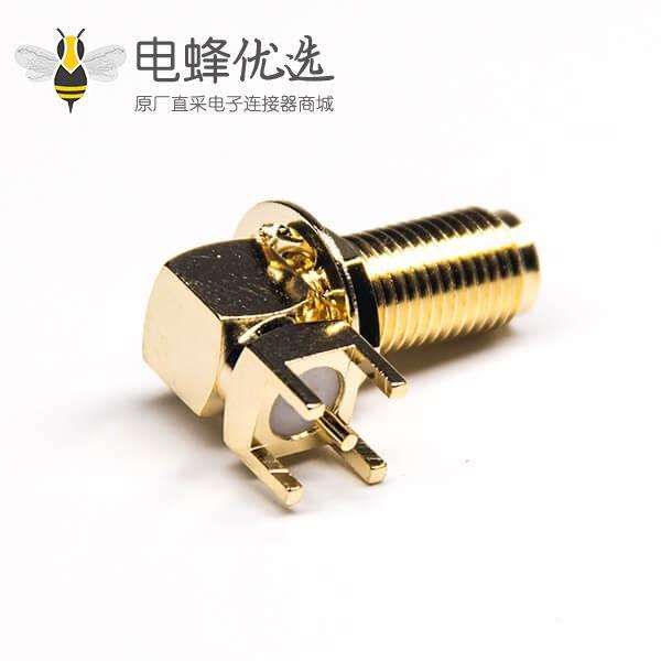 反极sma接头前锁穿墙面板安装弯式插PCB板50欧姆