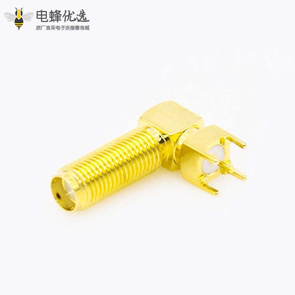 SMA母头前锁穿墙连接器弯式插孔PCB安装