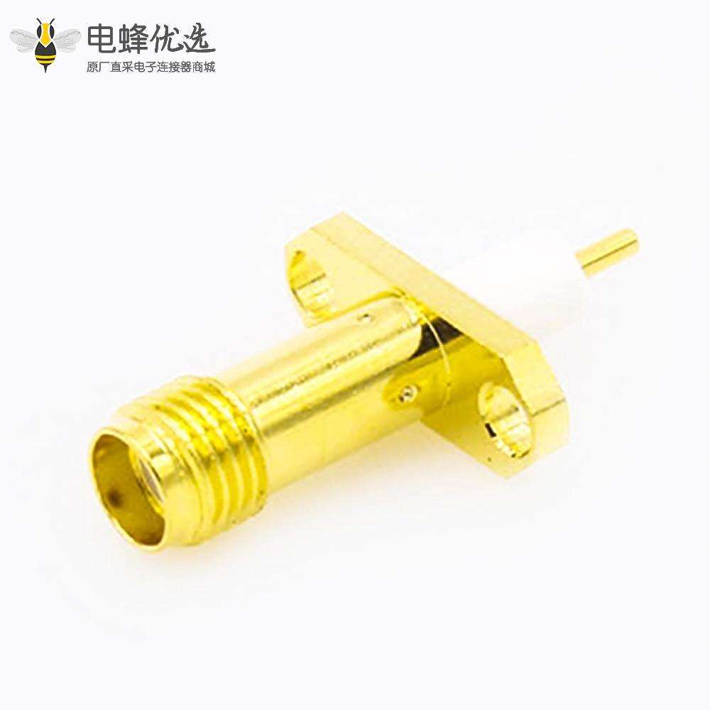 SMA面板母头连接器直式2孔法兰焊板用于PCB安装