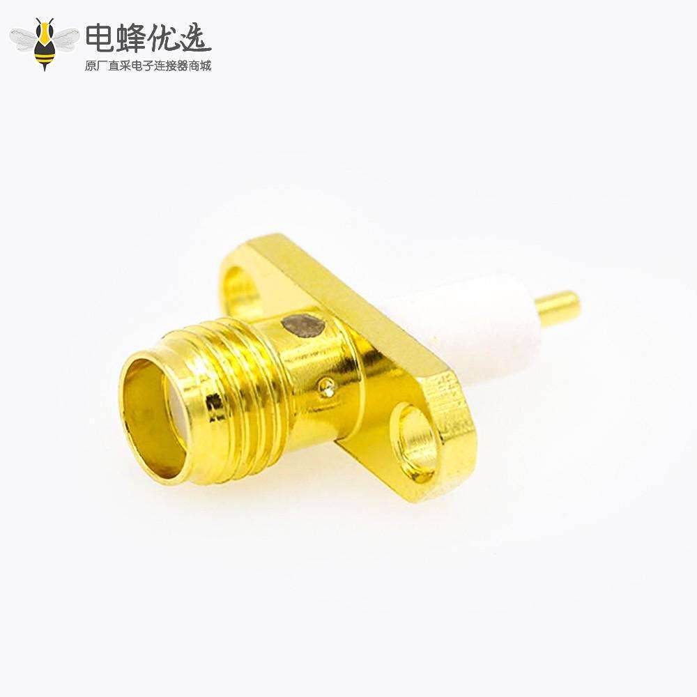 SMA连接器母头直式面板安装焊板2孔法兰