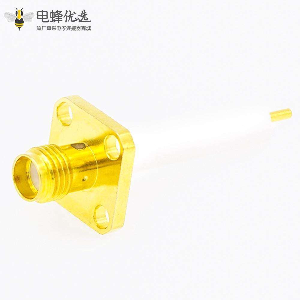 PCB安装SMA连接器焊板母头直式4孔法兰