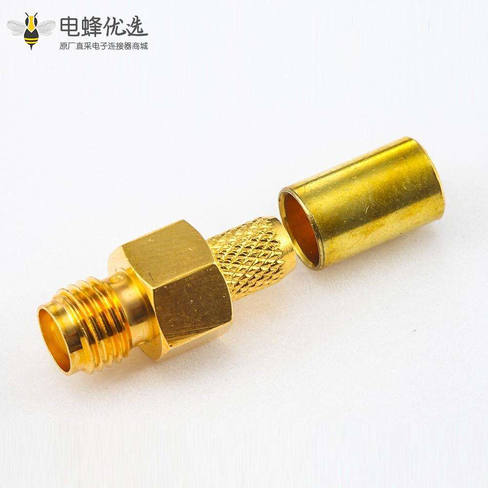 接线RG58 / RG142 / SYV50-3 SMA连接器母头直式压接类型