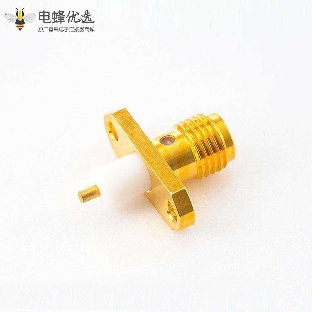 PCB安装SMA连接器母头直式焊板2孔法兰