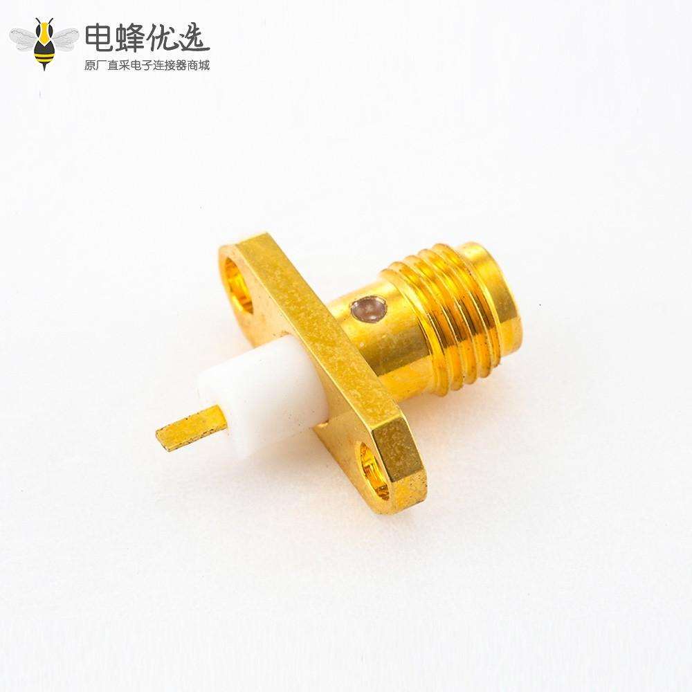 SMA连接器2孔法兰母头直式PCB安装焊板