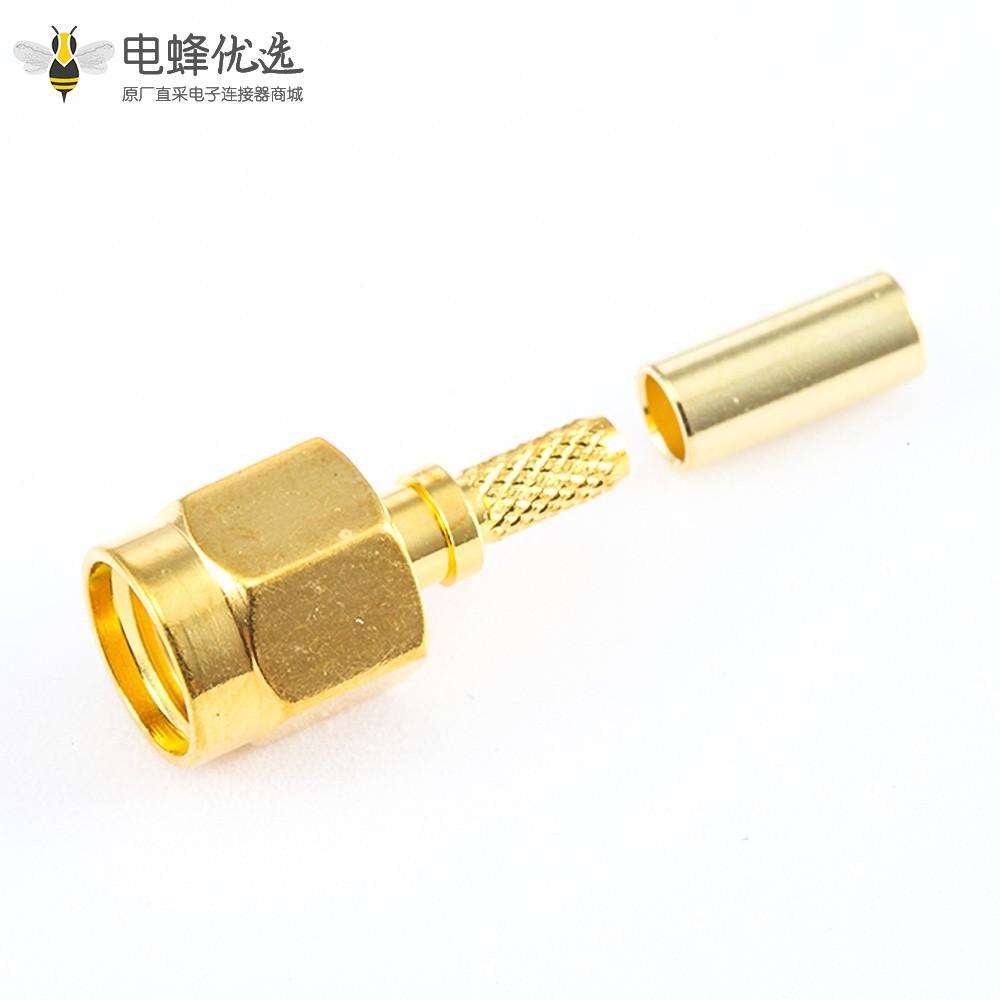 SMA连接器公头压接用于RG174 / RG316 / LMR100接线直式