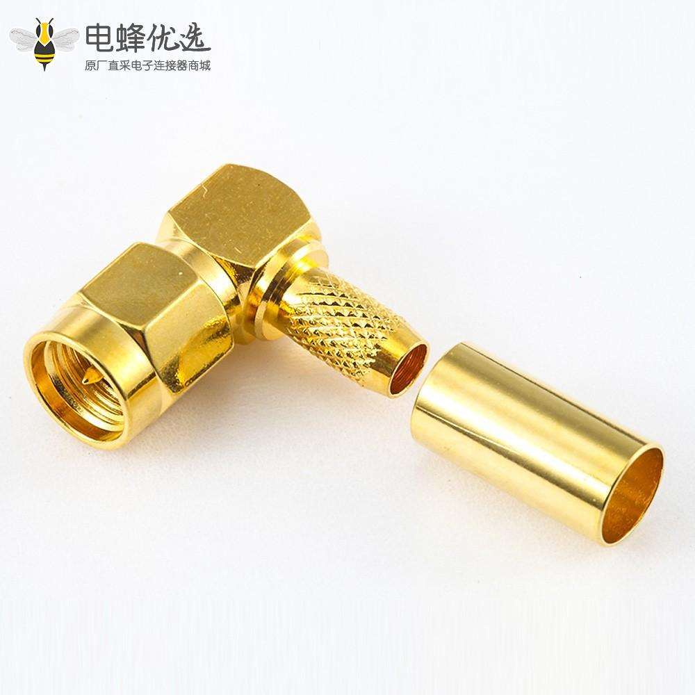 SMA公头用连接器弯式压接用于RG223