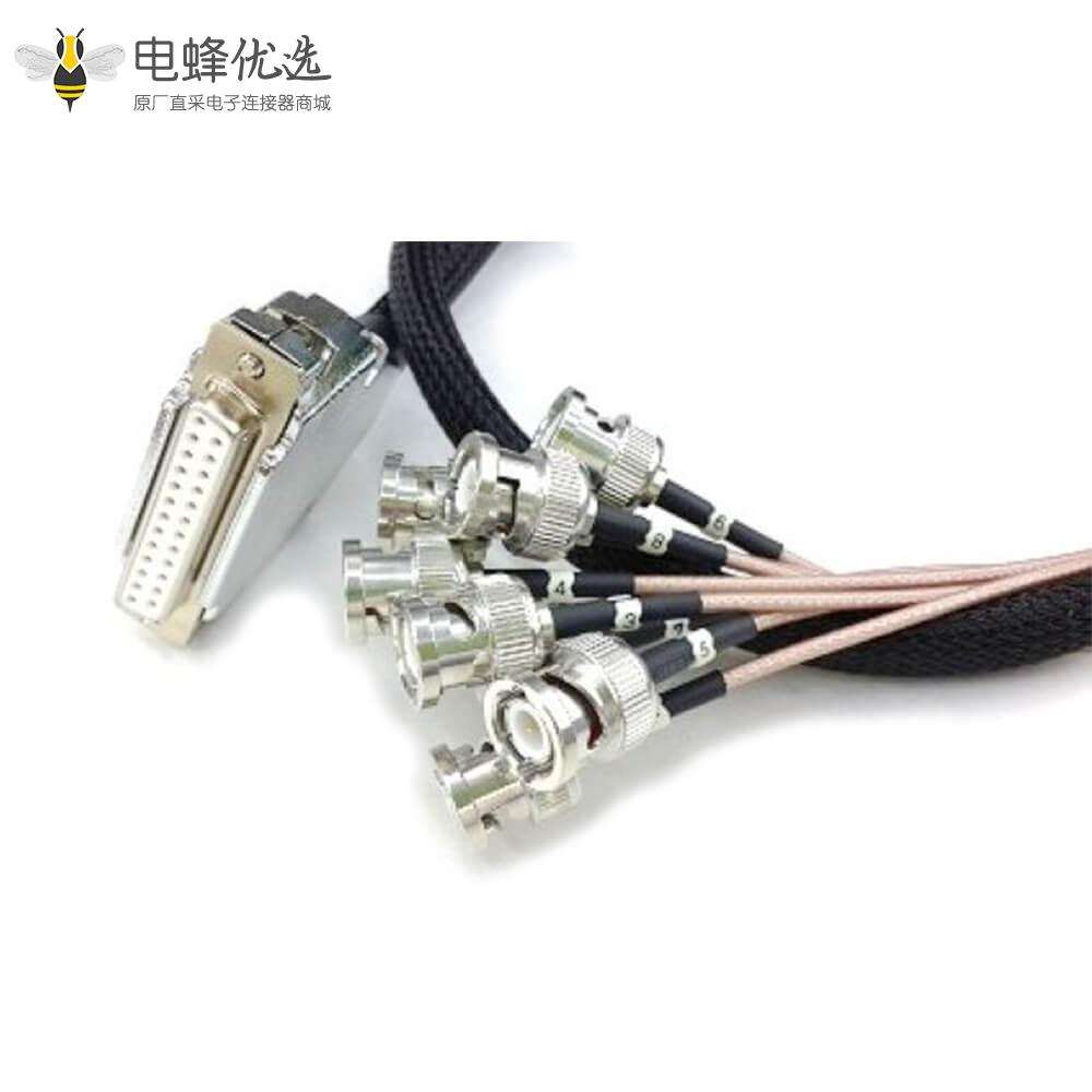 D-Sub接口25芯母头1转8 BNC公头直式连接线