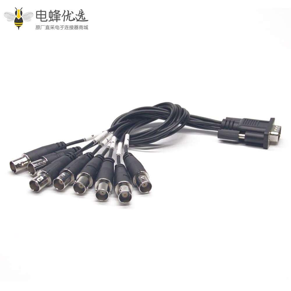 D-Sub 接口15芯母头1转8 BNC公头直式连接线