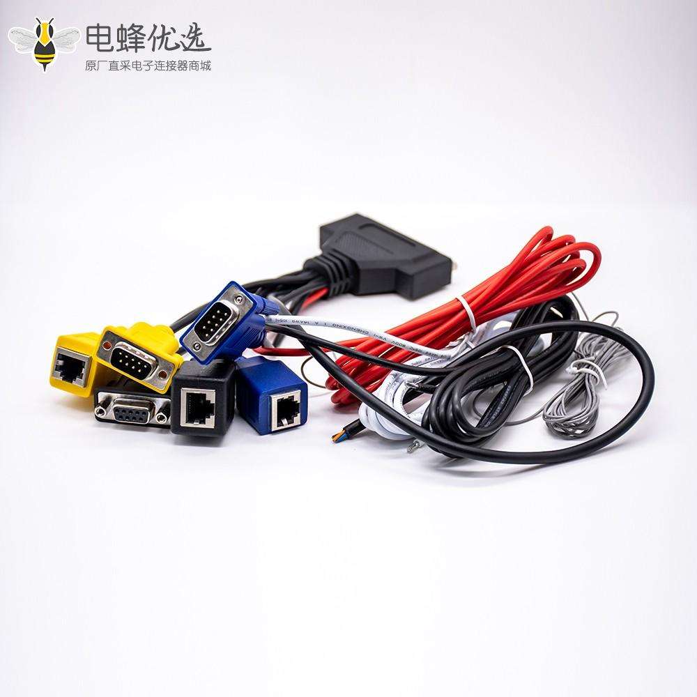 DB37针转D-sub&RJ45直式适配器电缆长3米带1米线束