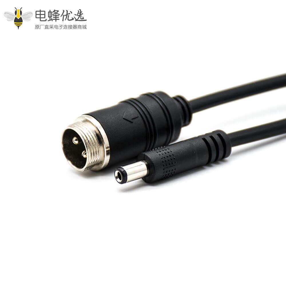 GX12 连接器2芯直式公头转DC电源插头线长16cm