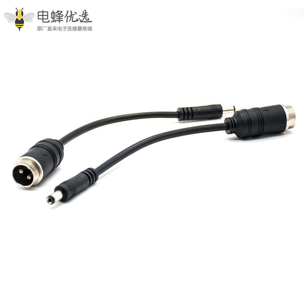 GX12 连接器2芯直式公头转DC电源插头线长16cm