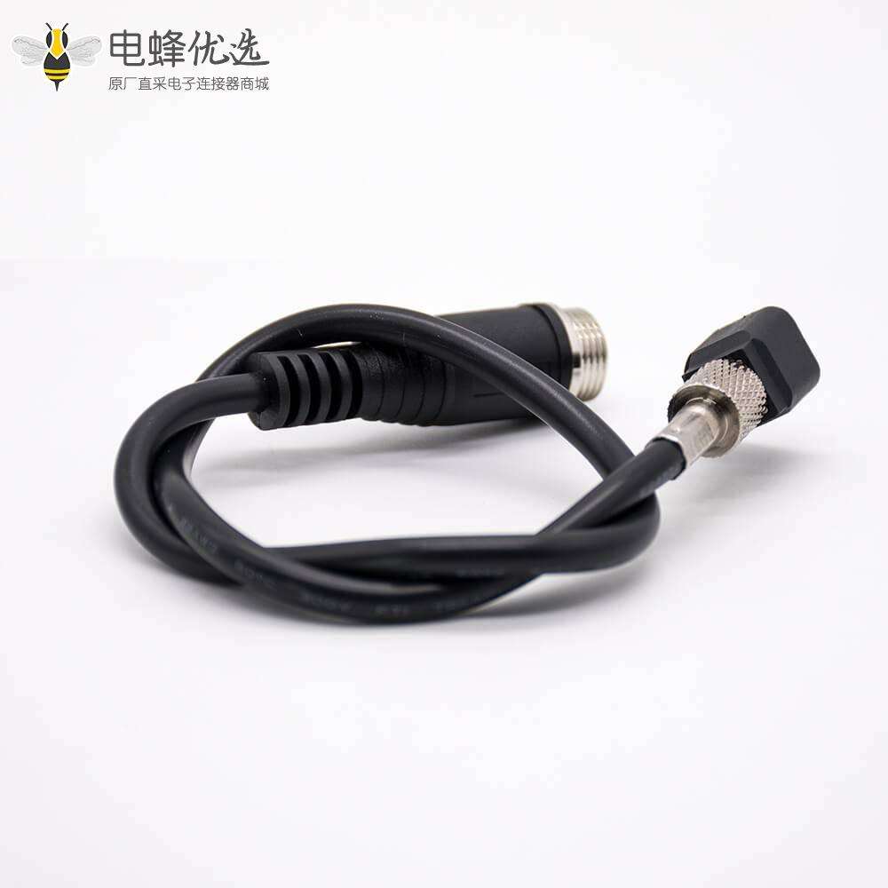 HSD插头直式A型4芯公头转GX12公头4芯线材组装