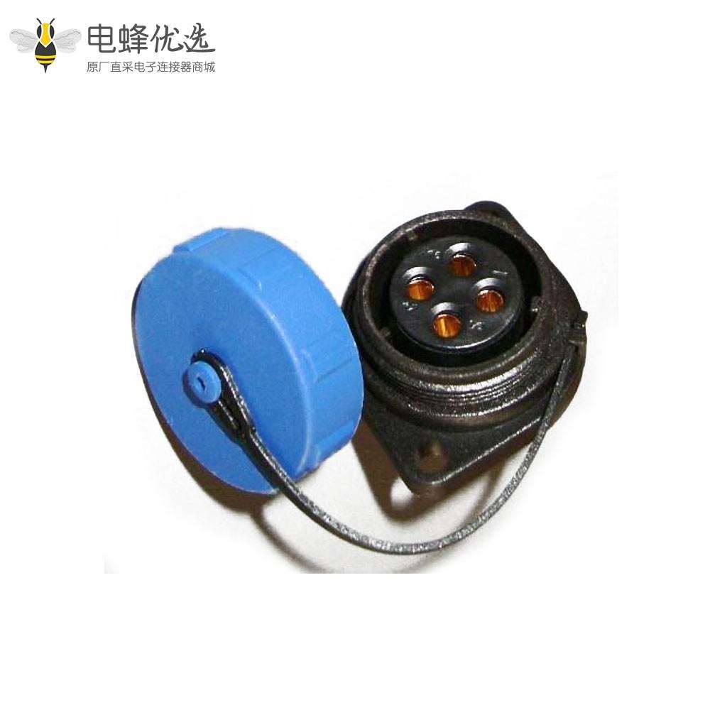连接器SP系列SP13 4芯公头+母插座一套两口法兰菱形插座一套直式面板安装防水航空连接器