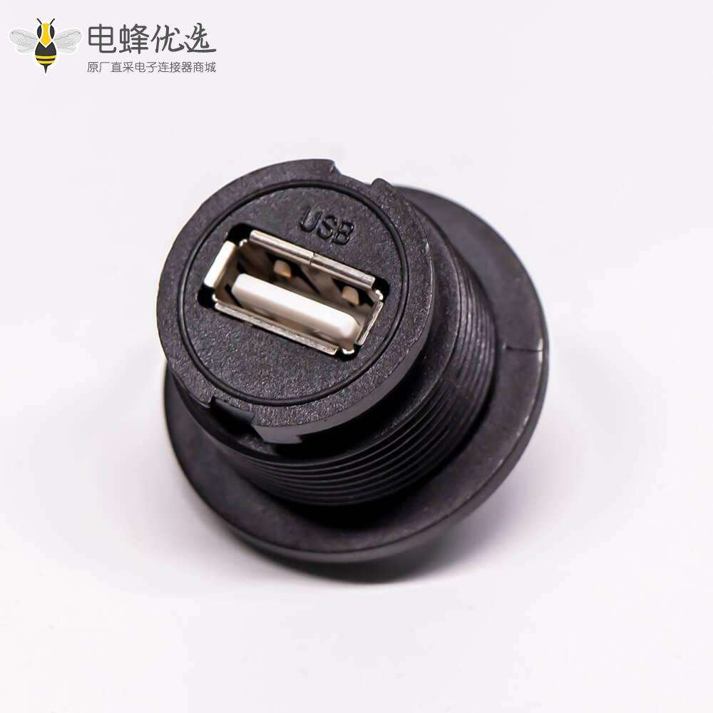 USB2.0 Type A母座直式插板前锁PCB安装IP67