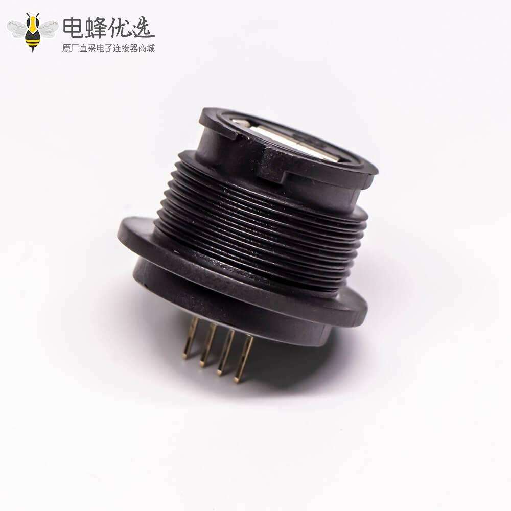 USB2.0 Type A母座直式插板前锁PCB安装IP67