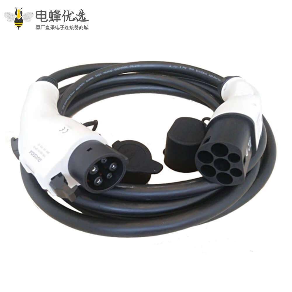 美标转欧标插头新能源车充电枪便携式充电线1型转2型16A 32A单相5米