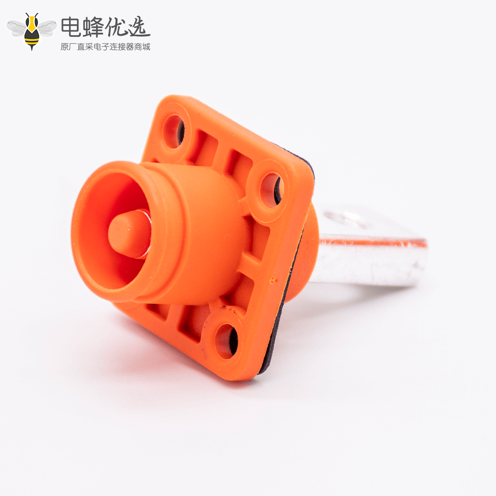 新能源汽车换电连接器弯式60A插头插座6mm橙色IP65防水连接器