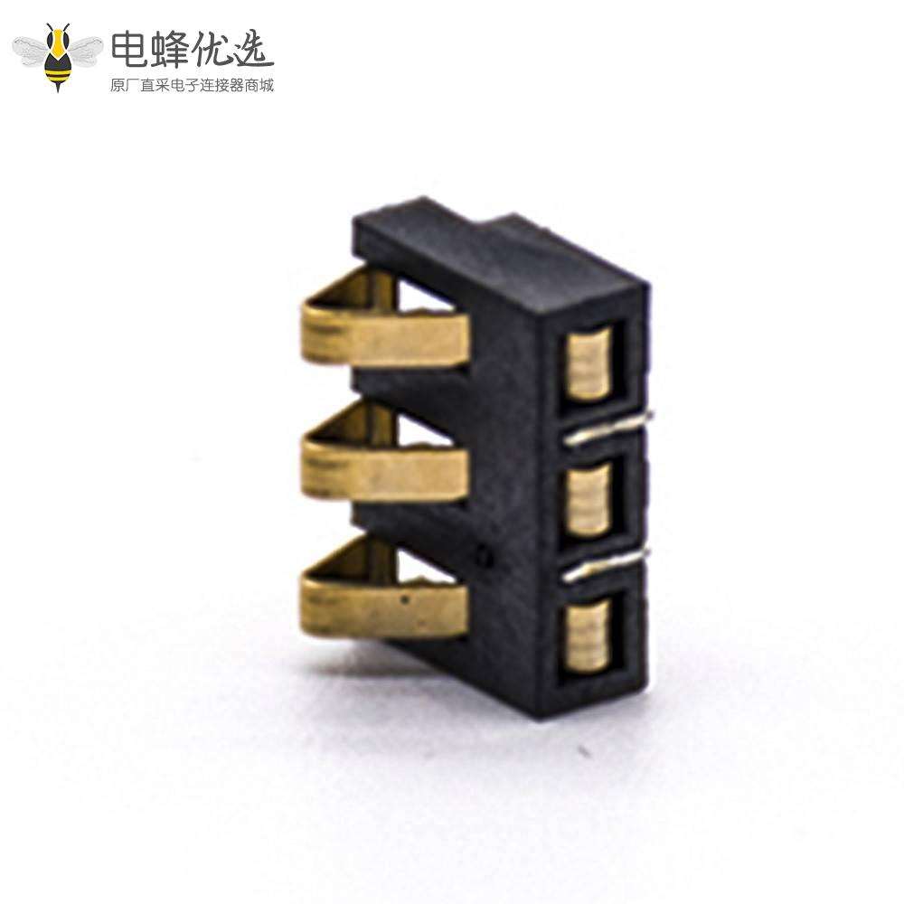 锂电池座充间距2.5镀金弹片式3芯贴板