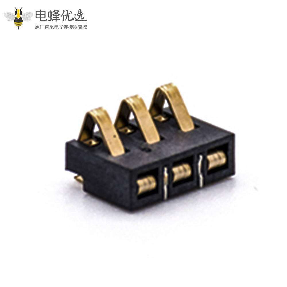 锂电池座充间距2.5镀金弹片式3芯贴板