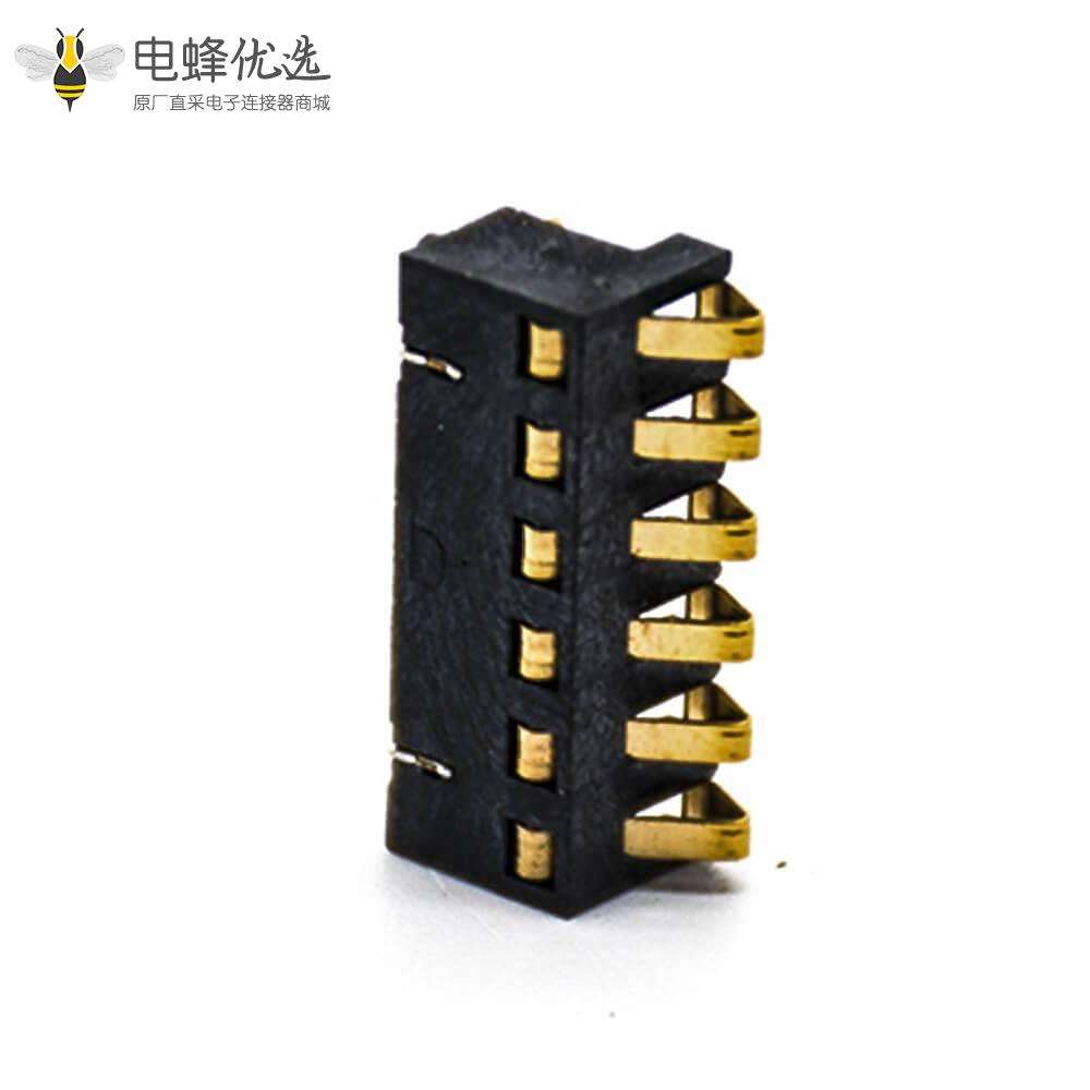 电池连接器2.5间距6P 塑高5.5H镀金电池接触弹片