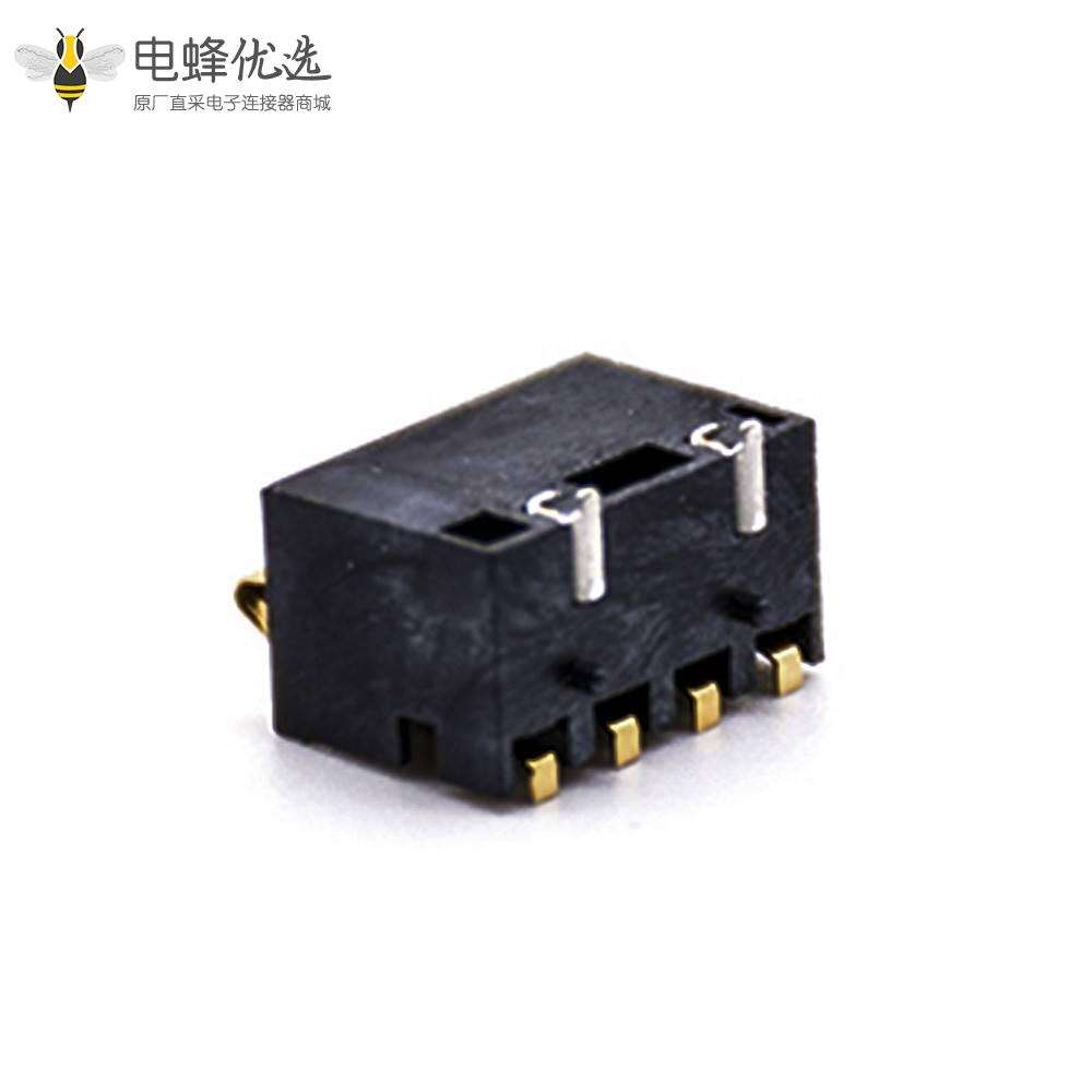 电池座弹片式2.5PH塑高6.7H 4芯卧式电池连接器