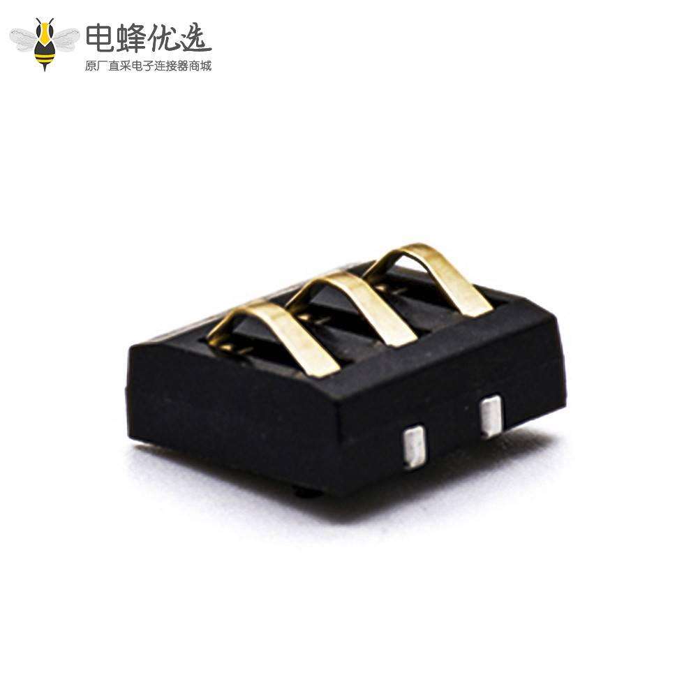3P电池插座4.0MM间距手机电池接触片塑高4.0H