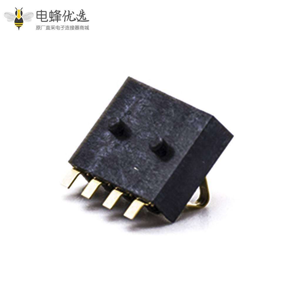 电池接触弹片2.5MM间距镀金贴板4芯卧式电池座