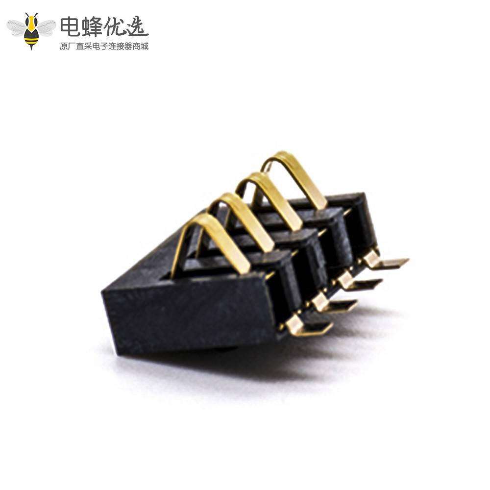 电池接触弹片2.5MM间距镀金贴板4芯卧式电池座