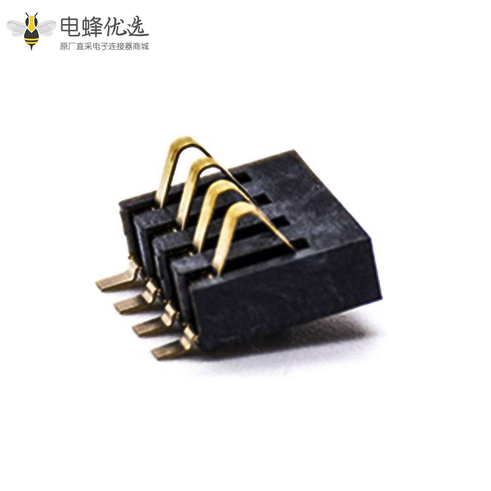 电池接触弹片2.5MM间距镀金贴板4芯卧式电池座